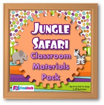 Preview of Jungle Safari Animals Themed Classroom Bundle