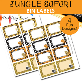 Jungle Safari Classroom Bin Tag Labels by Pink Posy Paperie | TpT
