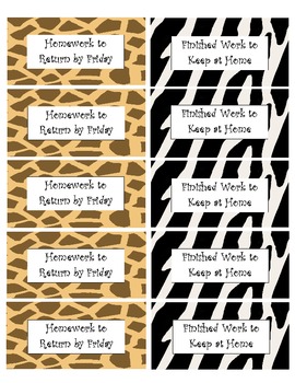 Preview of Jungle-Safari Homework Folder and Reading Book Bag Labels