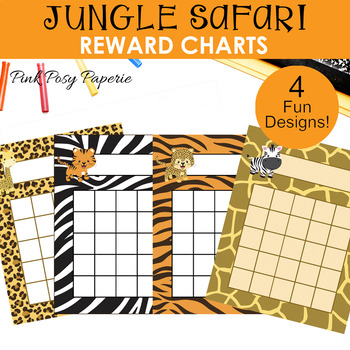 Preview of Jungle Safari Reward Charts - Class Incentive - Behavior Management