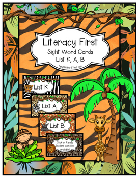 Preview of Jungle/Safari/Zoo Literacy First Sight Word Flash Cards