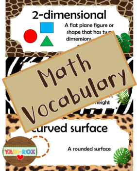 Preview of Math Vocabulary Word Wall Posters – Jungle