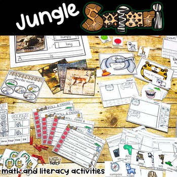 Preview of Jungle Animal Safari | Math and Literacy Activities |