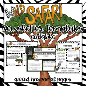 Preview of Safari or Jungle Theme Newsletter Templates - Editable