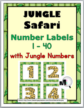 jungle safari theme classroom decor number labels 1 40 with jungle numbers