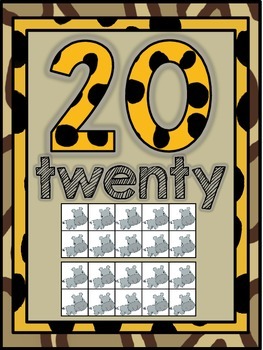 jungle safari number word posters 11 20 by katie mense tpt