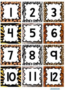 jungle safari theme calendar numbers by kinderkuties tpt