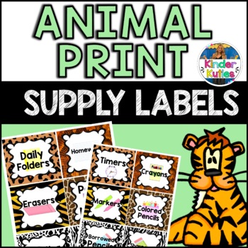 Jungle | Safari | Zoo | Animal Print Classroom Supply Labels *EDITABLE*