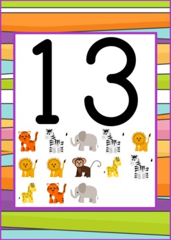 jungle safari themed numbers 0 to 20 posters by flapjack educational