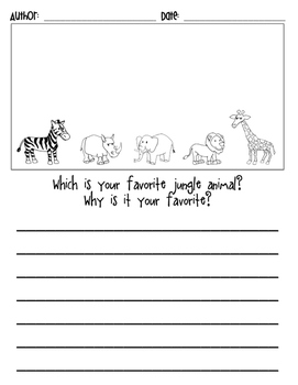 Jungle / Safari Themed Writing Journal with Prompts by Klooster's Kinders
