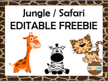 Preview of FREEBIE – Welcome, Tables, Groups, Nametags – Jungle