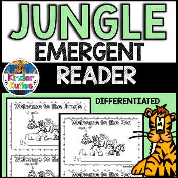 Preview of Jungle | Safari | Zoo | Animal Sight Word Emergent Reader Mini Book NO PREP