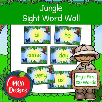 Preview of Jungle Sight Word Wall Fry's First 100 Sight Words