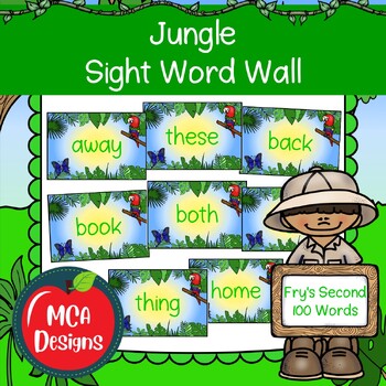 Preview of Jungle Sight Word Wall Fry's Second 100 Sight Words
