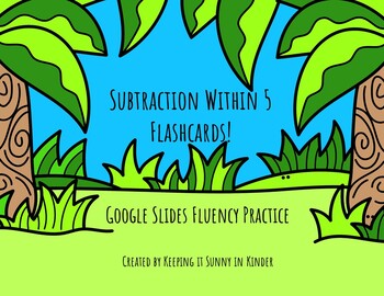 Preview of Jungle Subtraction within 5 Flashcards: Google Slides Fluency