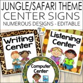 Jungle Animal Print Theme Center Signs - Jungle Theme Clas