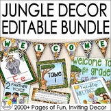 Jungle Theme Classroom Decor Bundle: Editable Safari Theme