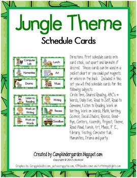 Preview of Jungle Theme Daily Schedule Cards