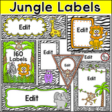 Jungle Theme Editable Classroom Labels - Wild Animals Decor