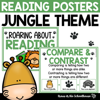 Preview of Reading Comprehension Posters Jungle Theme | Bulletin Board