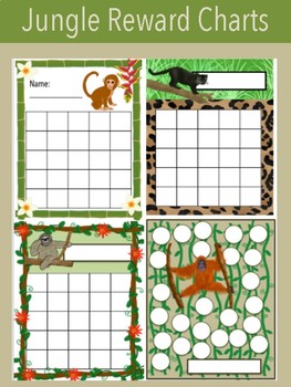 Reward Charts 6pc Childrens Jungle Themed Charts with Stickers & Pens 