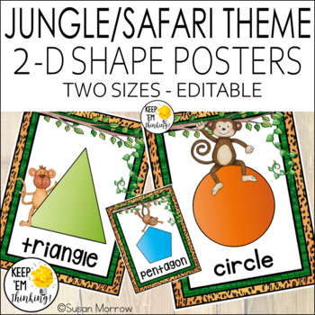 Preview of Jungle Theme Shape Posters, Jungle Themed Classroom Decor
