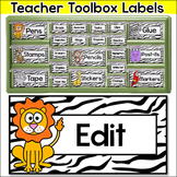 Jungle Theme Editable Teacher Toolbox Labels - Wild Animal
