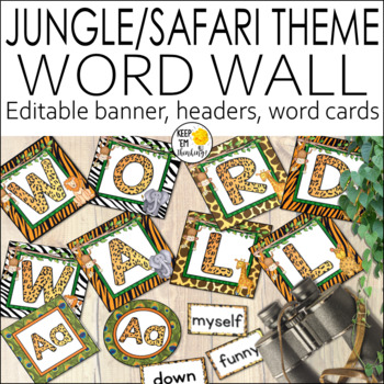 Preview of Jungle Safari Theme Word Wall Editable! - Jungle Theme Classroom Decor