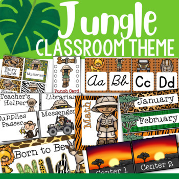 Preview of Jungle Safari Theme: Classroom Décor Bundle for Back to School