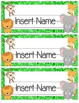 jungle safari name tags