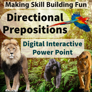 Preview of Jungle-Themed Interactive Directional Prepositions PowerPoint FREE