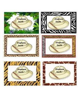 jungle zoo safari themed name tags by katie mcnamara tpt