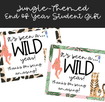 Preview of Jungle Themed Student End of Year Gift Tags (Cheetah and Pink/Greenery Designs)