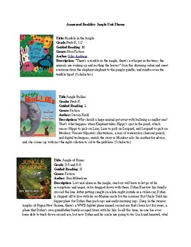 Preview of Jungle Unit Book List
