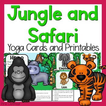 Preview of Jungle and Safari Yoga Cards and Printables