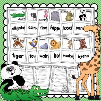 Jungle and Zoo | Pocket Chart Activity | Picture and Word Card Match