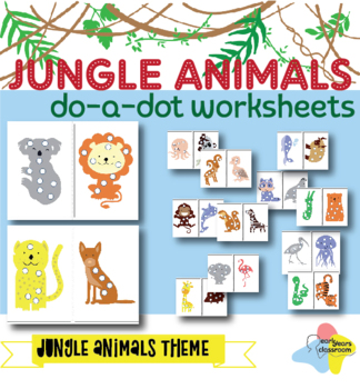 jungle animal themed do a dot printable worksheets by aussie dreaming land