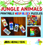 Jungle animals themed Mega Block Puzzles Printables