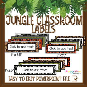 Jungle classroom, printable, rectangle labels by HappyClassPrints