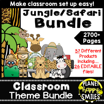 Preview of Jungle Theme or Safari Theme Classroom Decor Bundle