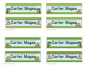 junglemonkeysafariafrican themed editable name plates desk plates