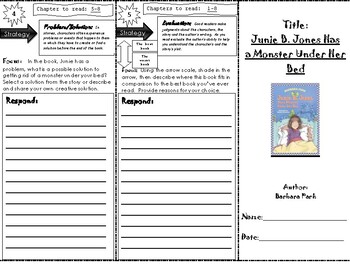 Preview of Junie B. Jones Has A Monster Under Her Bed Trifold