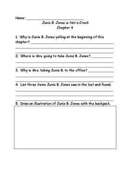 Junie b jones is not a crook quiz