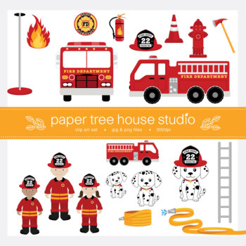 Preview of Junior Fire Fighters, Fire Station, Truck and Rescue Pup Clip Art