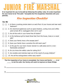 fire checklist health safety grade resources lesson learning teaching classroom edventure education activities
