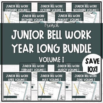 Preview of Junior French Bell Ringer Work - Volume I - Year Long Bundle
