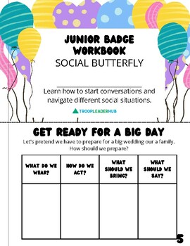 Preview of Junior Girl Scout Badge Booklet - Juniors Social Butterfly