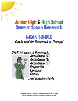Preview of Junior High/High School Summer Speech/LANGUAGE Homework