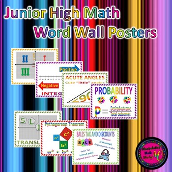 Preview of Junior High Math Word Wall Poster Set