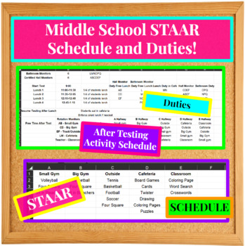 Preview of Junior High/Middle School STAAR Testing Schedule for Duties